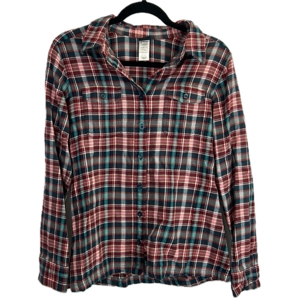 Patagonia Women’s Flannel Windowpane Plaid Long Sleeve Button Up Shirt Size 8